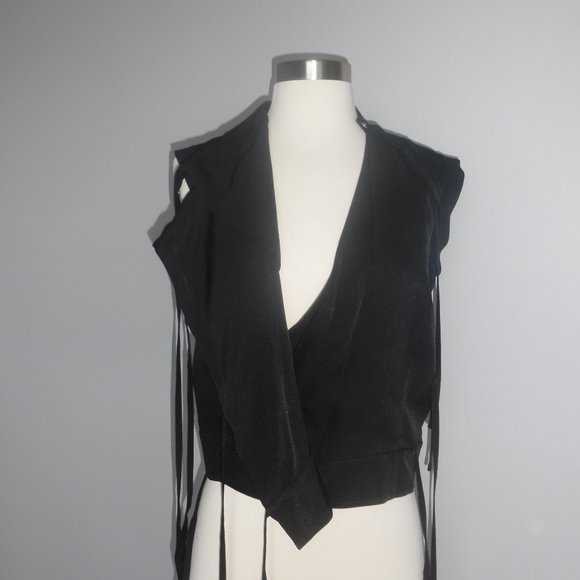 NWT H&M Studio Collection Runway Black Wrapover Cocktail Top Sleeveless Vest 4 - Picture 5 of 10